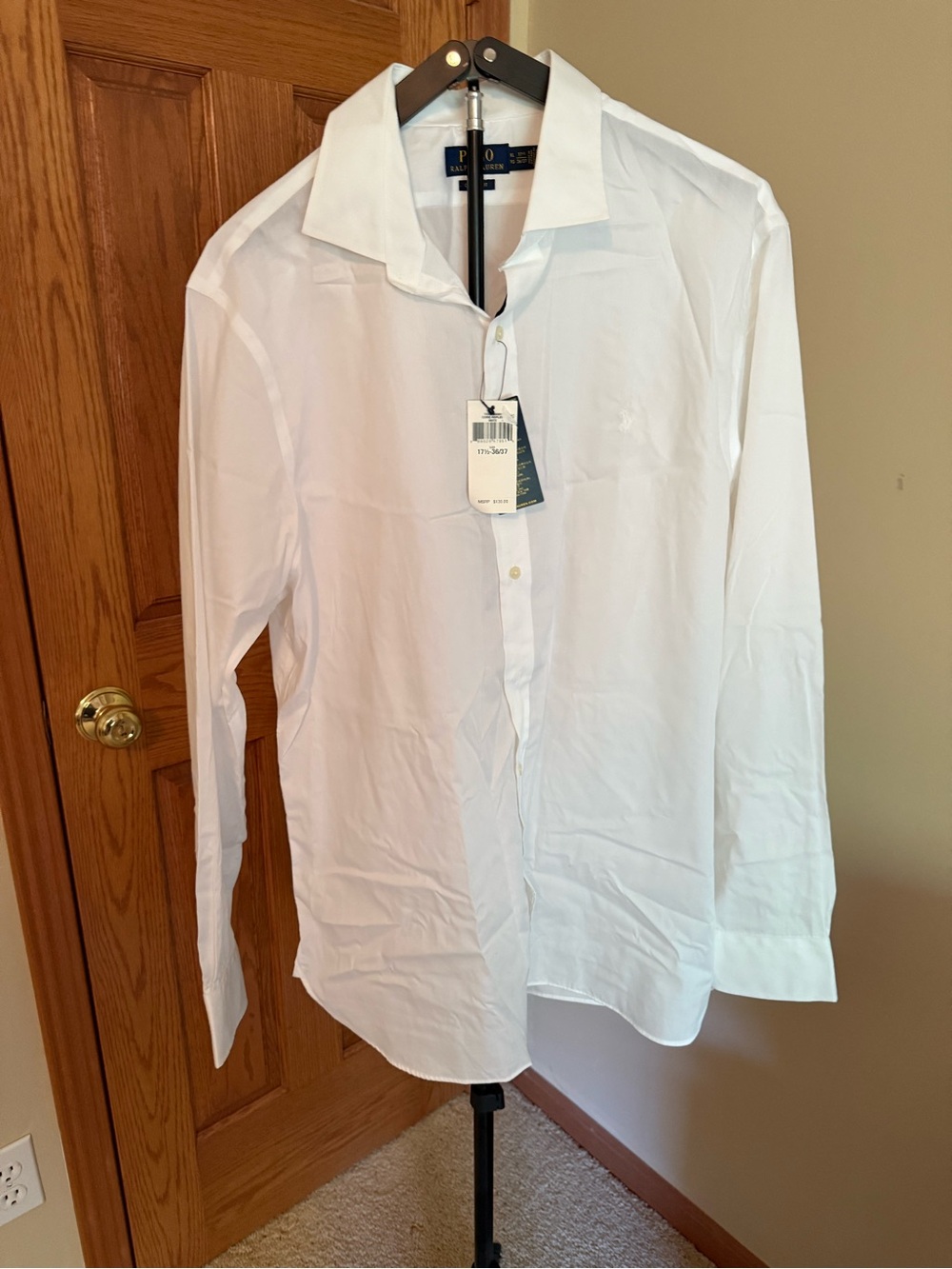 Ralph Lauren Men's White Dress Shirt - Button Front Spread Collar